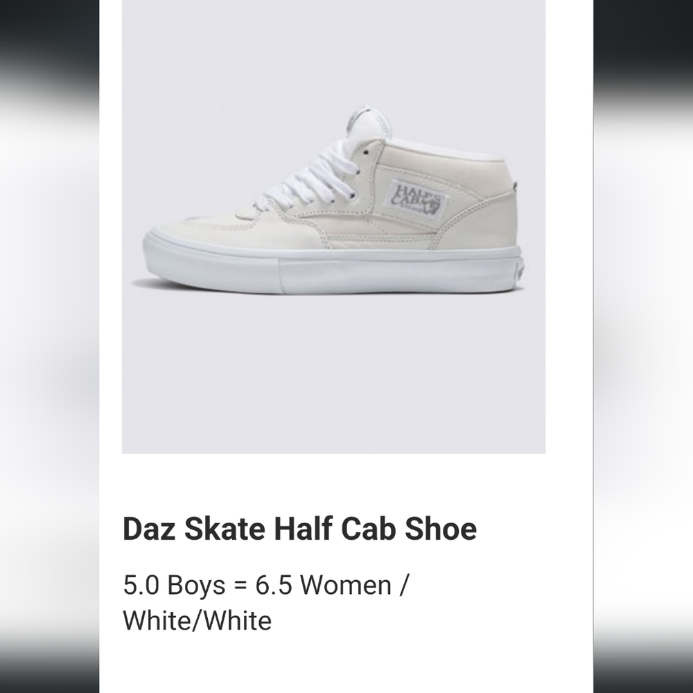 Vans Skate Half Cab Daz Shoes White Size 5B 6.5W